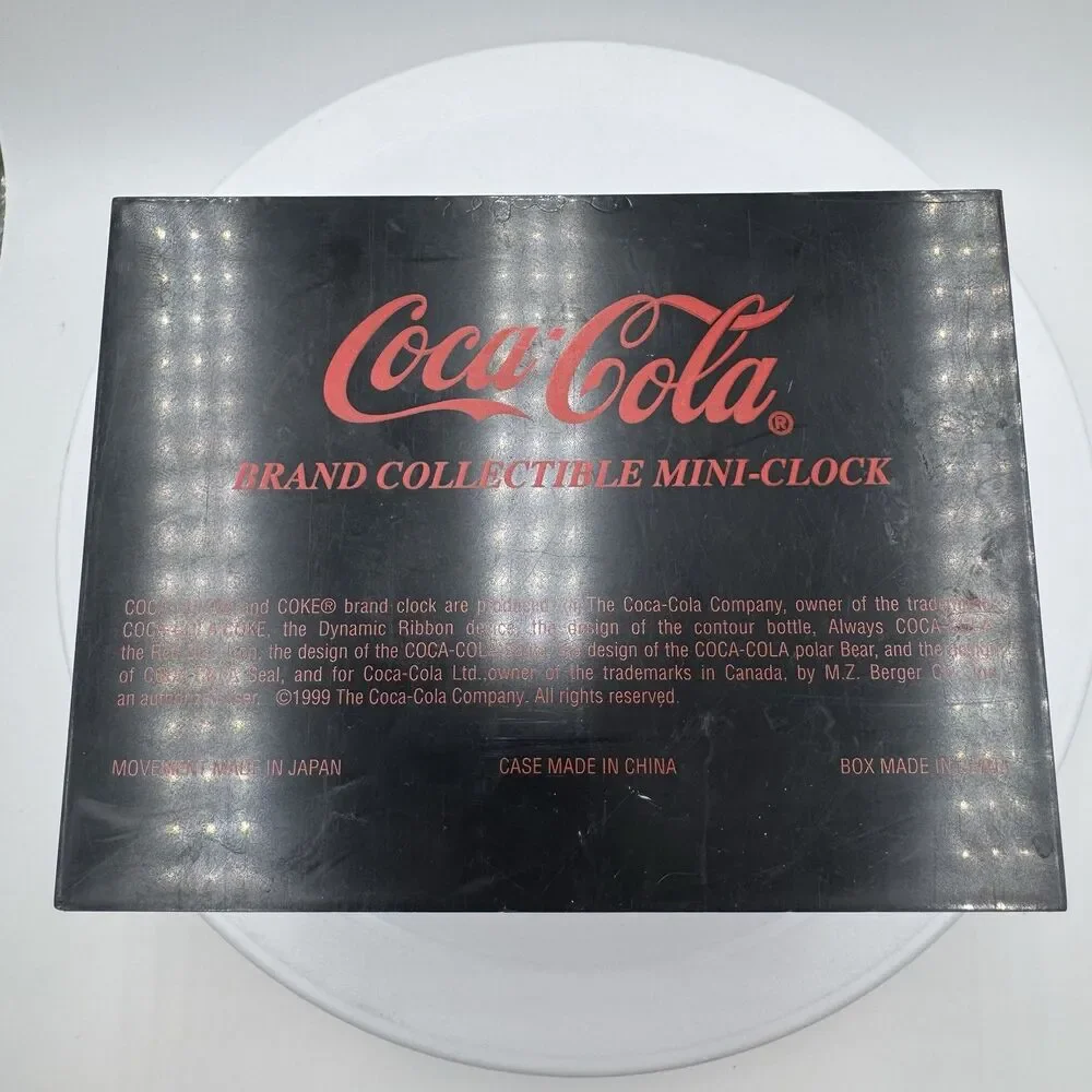 Coca-Cola Airplane Mini-Clock 1999 Black Red Silver Pilot Figure CCM05
